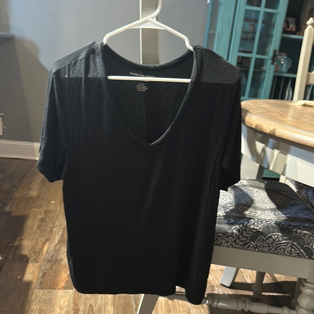 American Eagle Outfitters Black V-Neck T-Shirt
